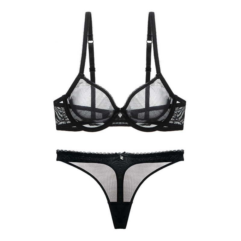 Women's Sheer Bra and Thong 2 Pcs Set